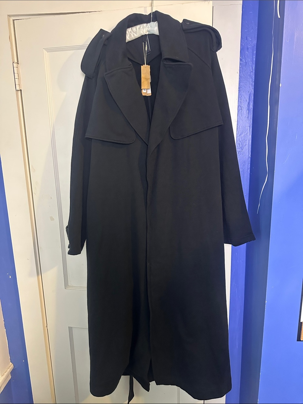 SKIMS NWT Boyfriend Fleece Oversized Trench Coat Onyx - Picture 2 of 3
